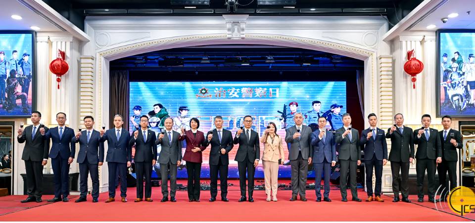 Secretário para a Segurança, Chan Tsz King, no jantar de comemorações do Dia da Polícia de Segurança Pública.